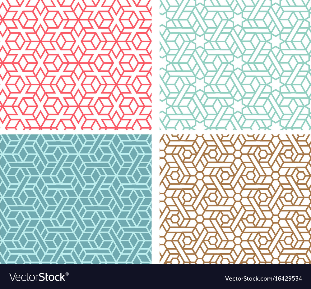 Set of indian seamless pattern in thin line style