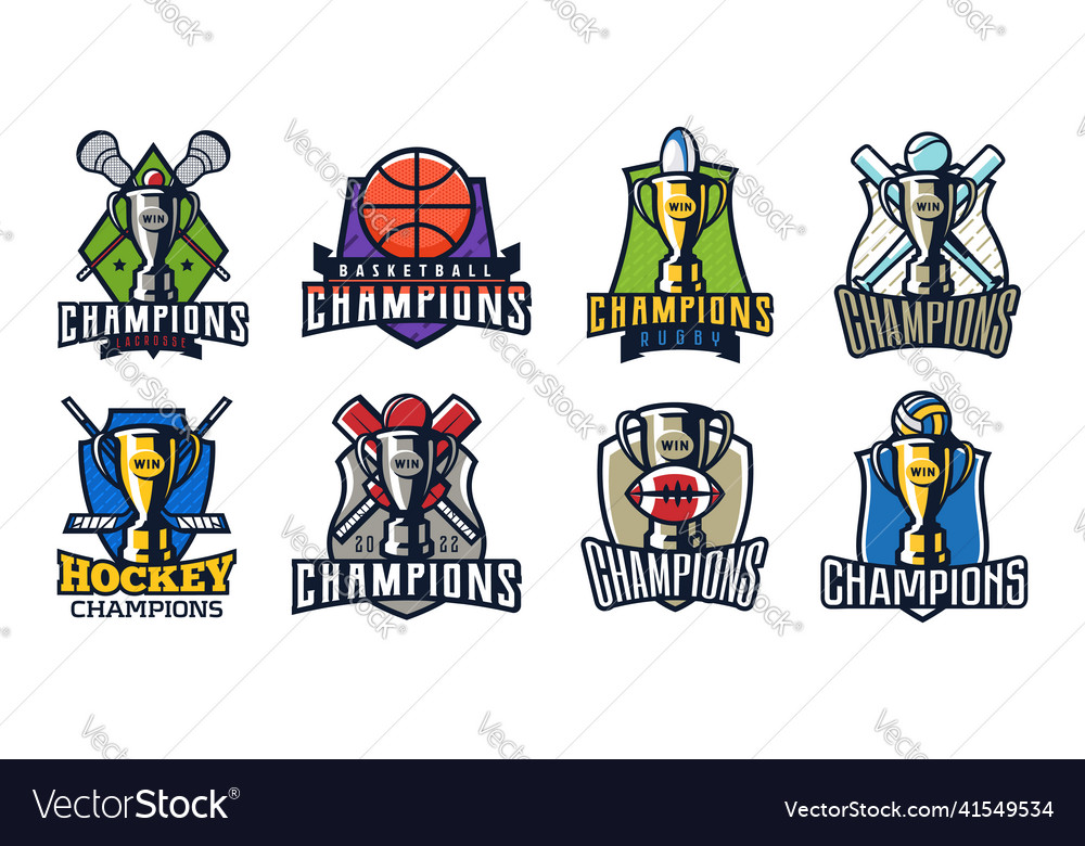 Set of sports logo emblem champions emblems Vector Image