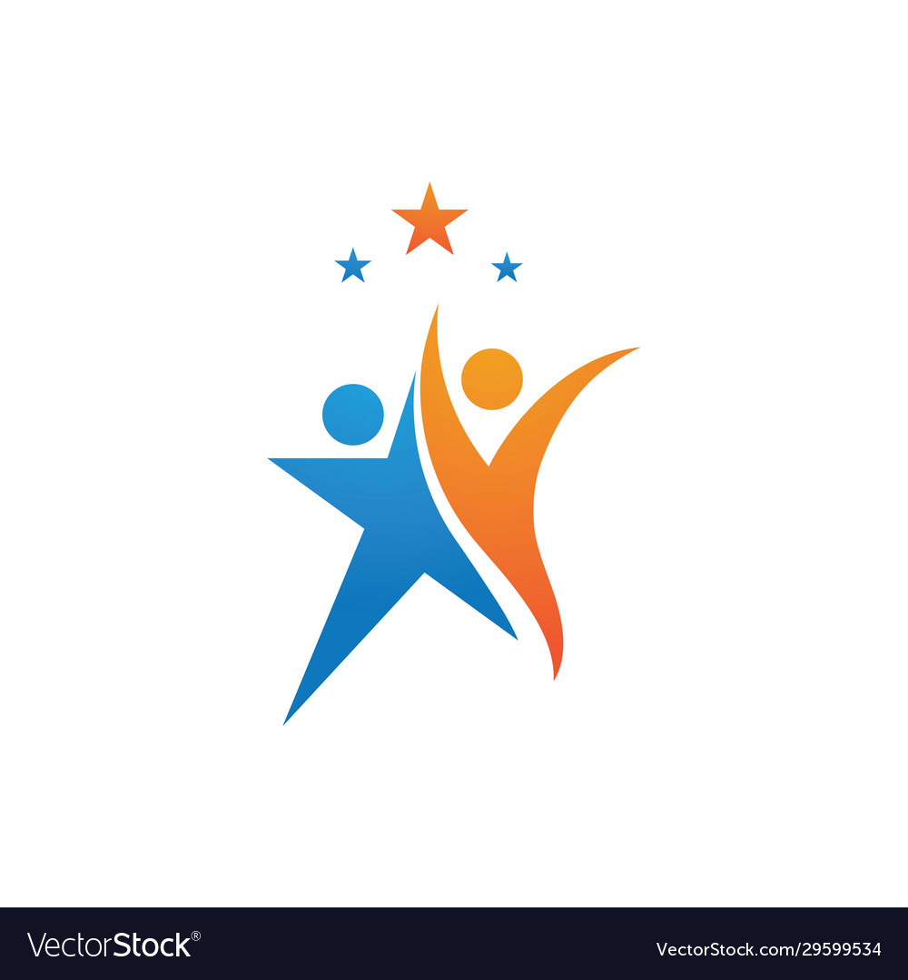 Star success people care logo Royalty Free Vector Image