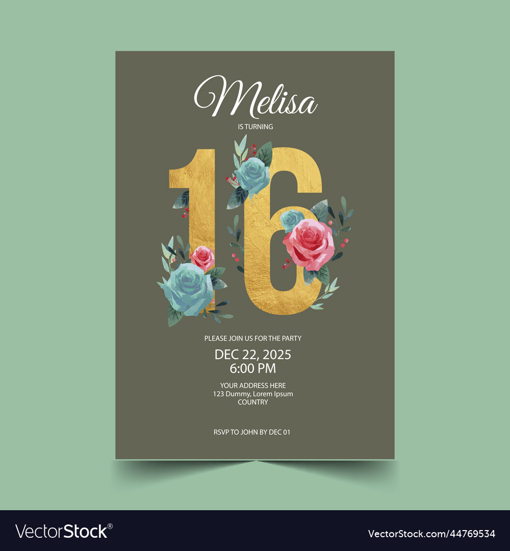 Sweet Sixteen Birthday Party Invitation