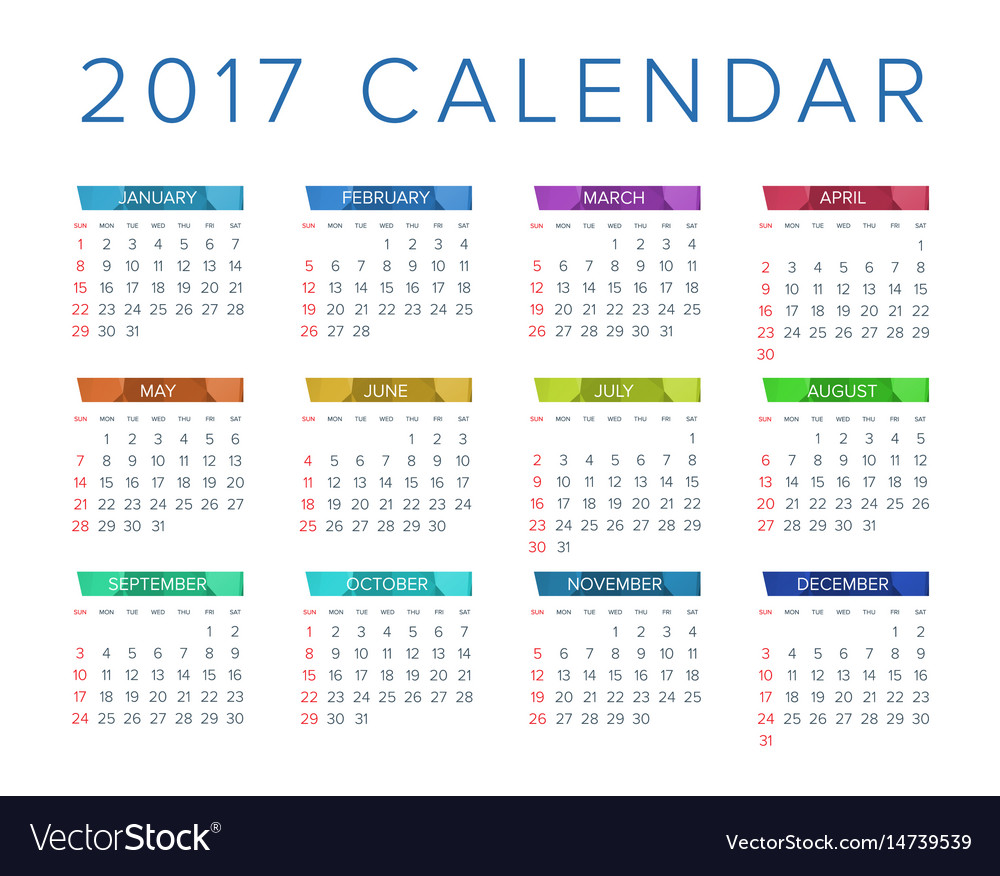 2017 calendar abstract week starts from sunday