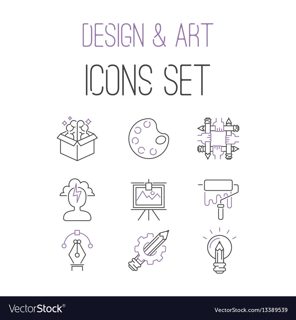 Art icons set design linear
