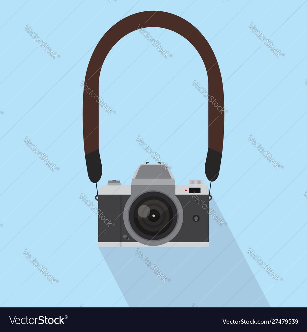 Camera in a flat style with strap