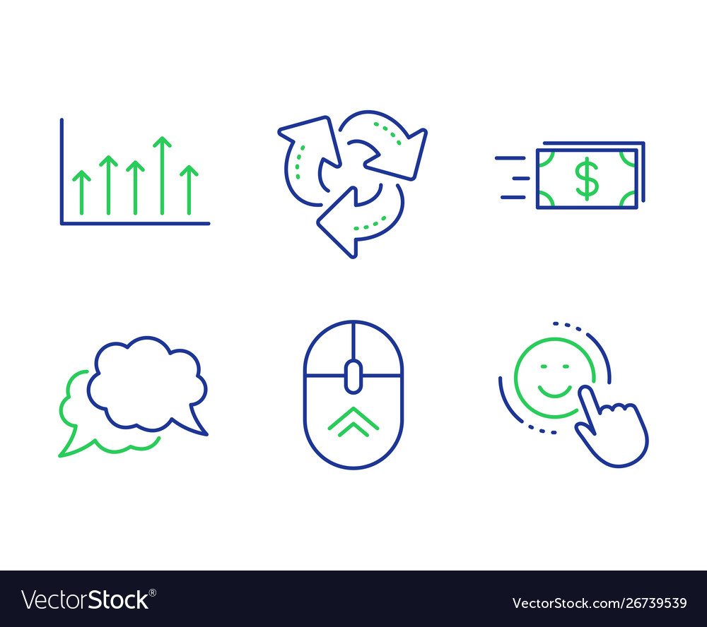 Chat message swipe up and recycle icons set vector image Chat message swipe up and recycle icons set