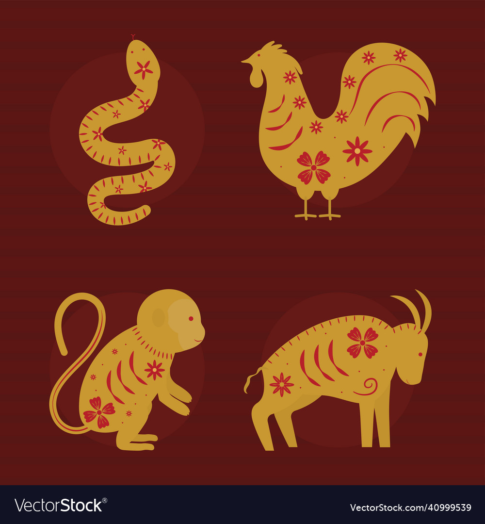 Four chinese zodiac animals Royalty Free Vector Image