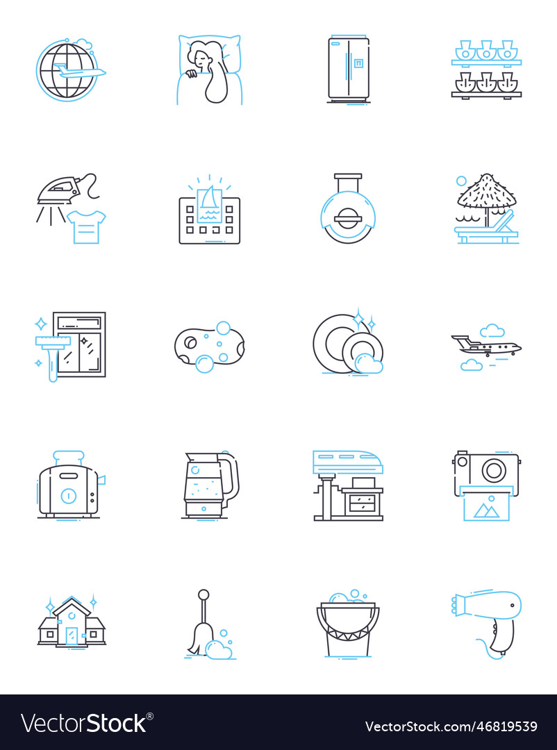 Laundry tasks linear icons set sorting washing vector image Laundry tasks linear icons set sorting washing