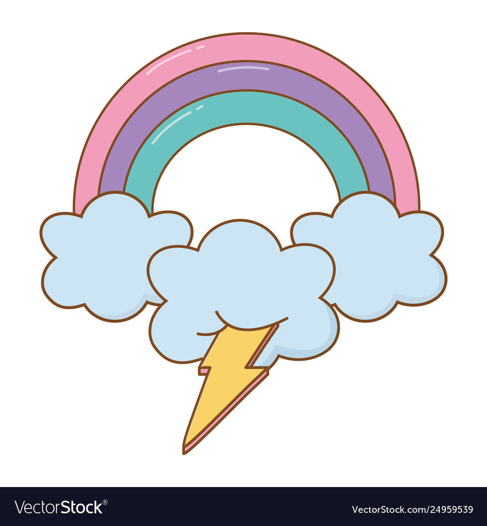 Beleuchtung und Wolke mit Regenbogen