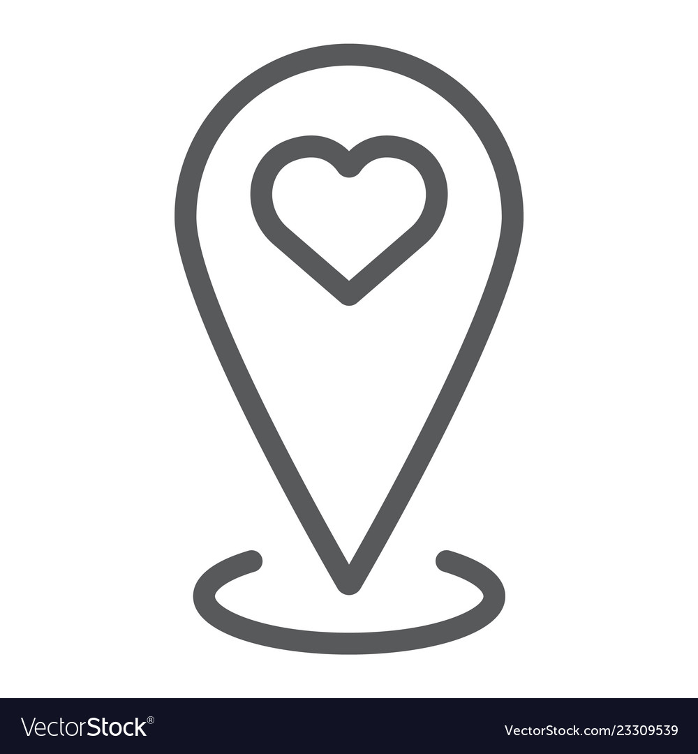 Love location line icon and gps map pointer