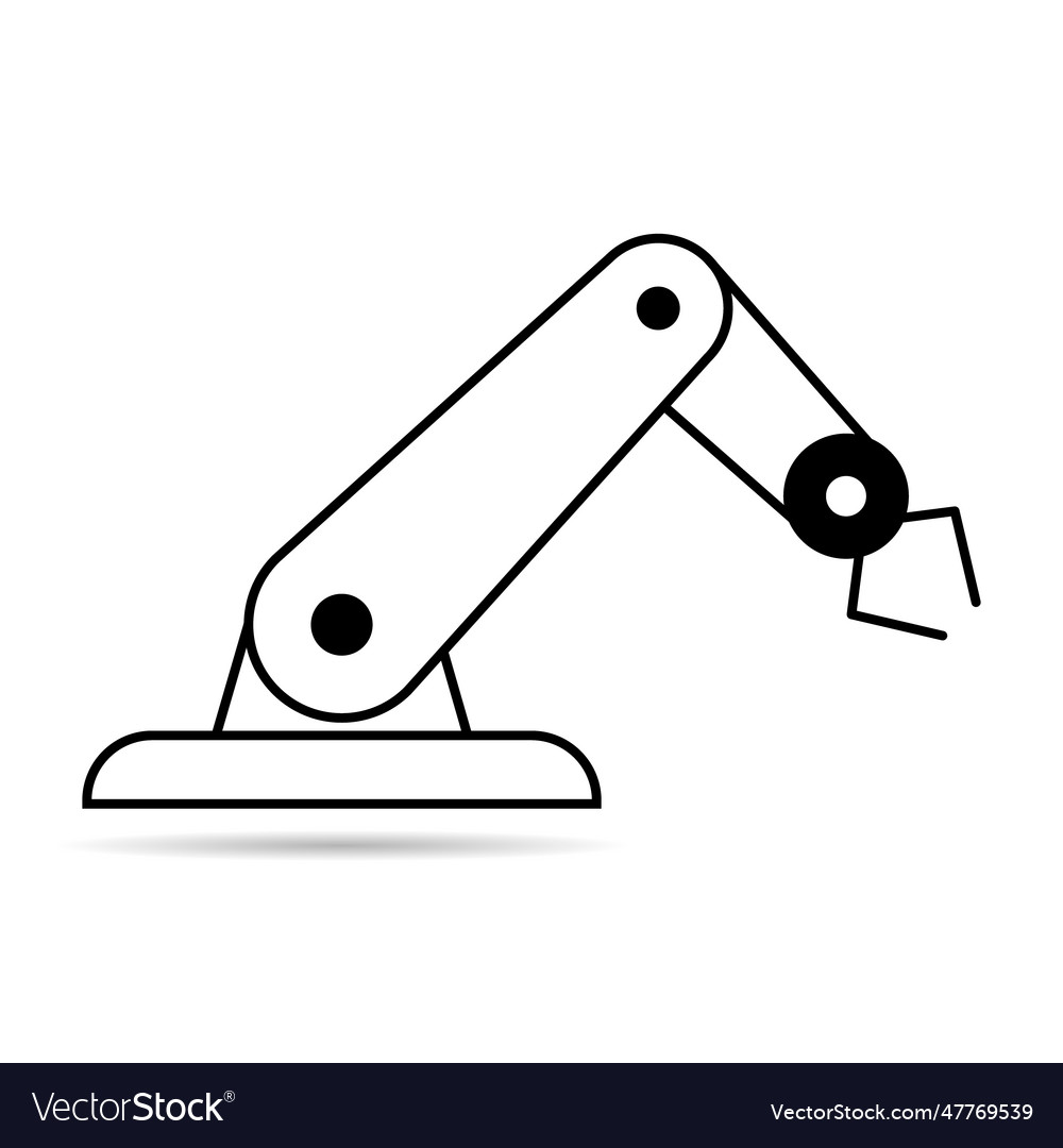 Mechanical robot arm machine shadow icon vector image Mechanical robot arm machine shadow icon