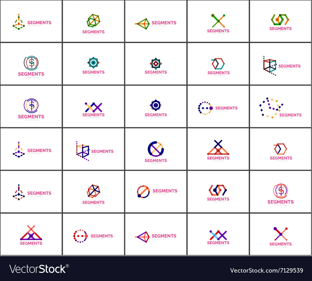 Set of linear abstract logos swirl circle