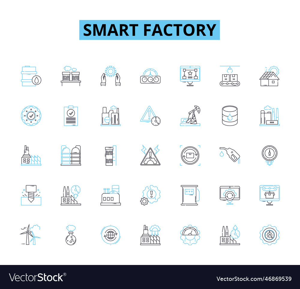 Smart factory linear icons set automation vector image Smart factory linear icons set automation