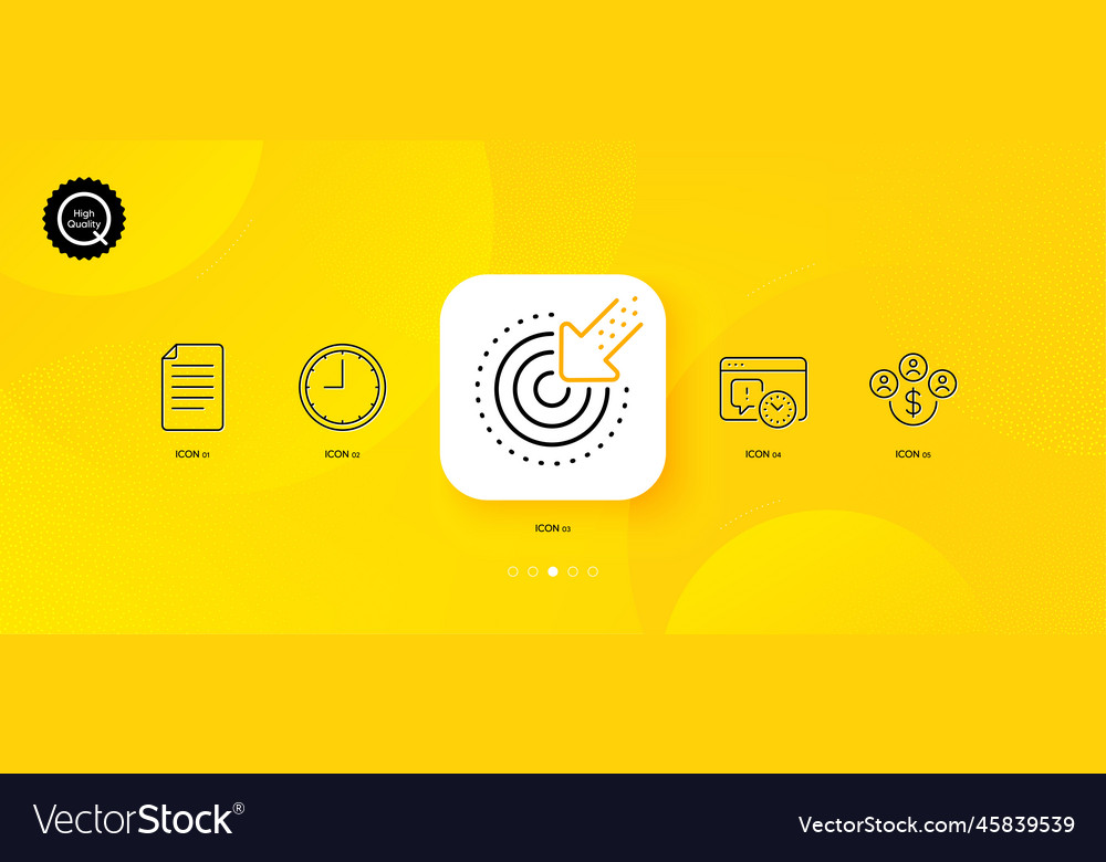 Time buying currency and file minimal line icons vector image Time buying currency and file minimal line icons