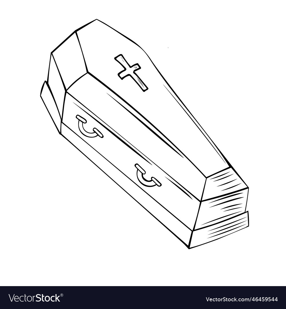 A hand-drawn coffin