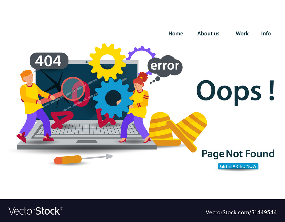 Banner oops 404 error page not found internet vector image Banner oops 404 error page not found internet