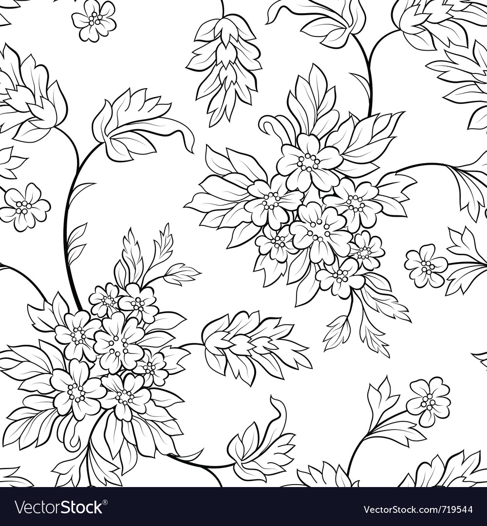 Download Black outline flower seamless Royalty Free Vector Image