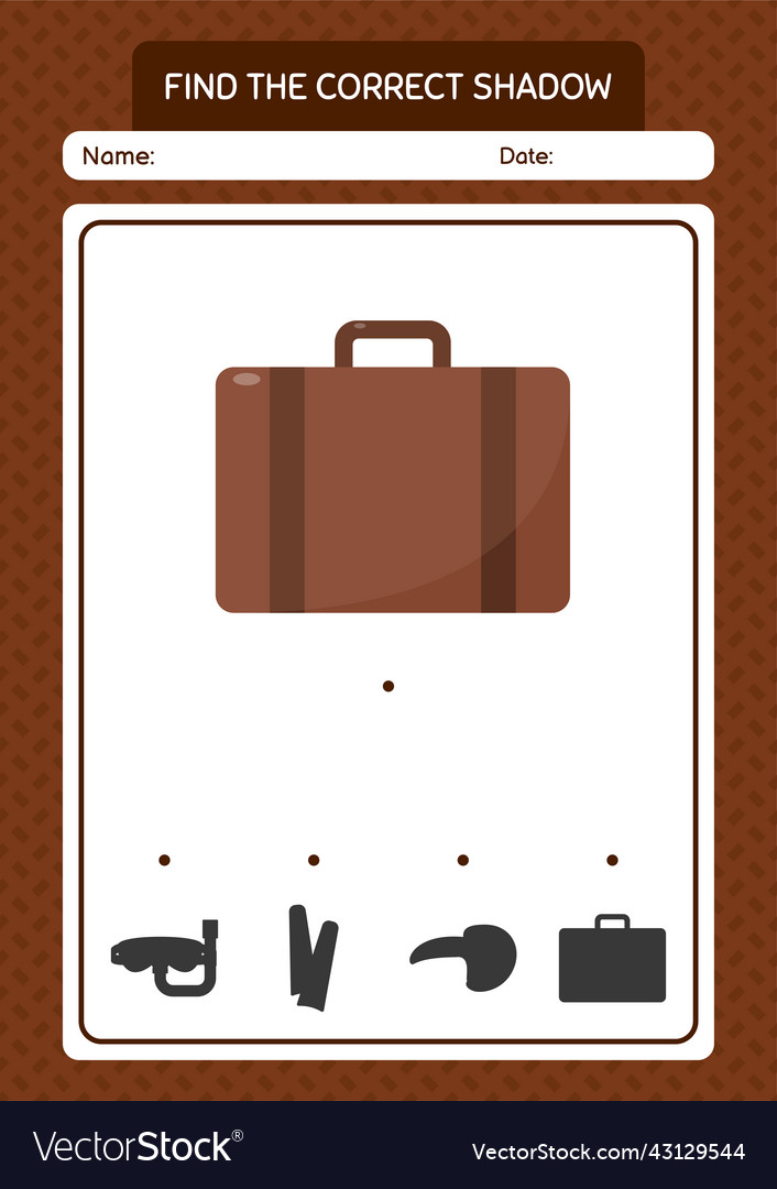 Find the correct shadows game with suitcase vector image Find the correct shadows game with suitcase