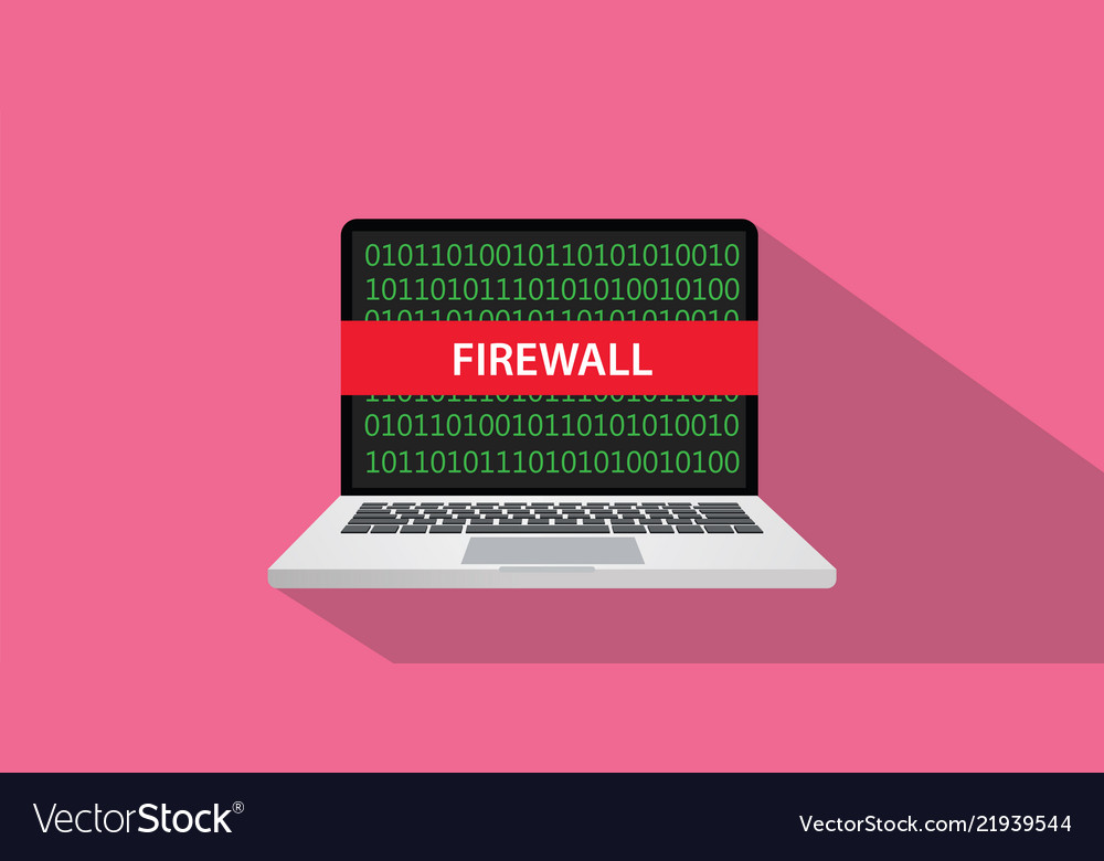 Firewall concept with laptop computer and text