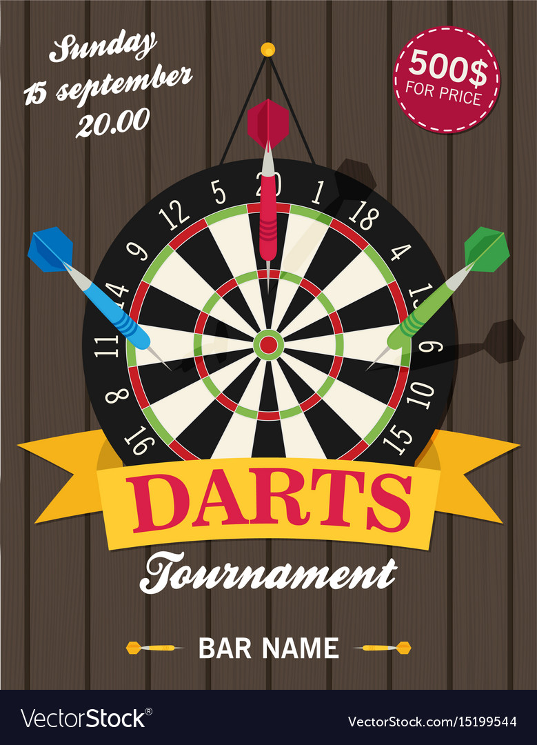 Game with darts in flat design style