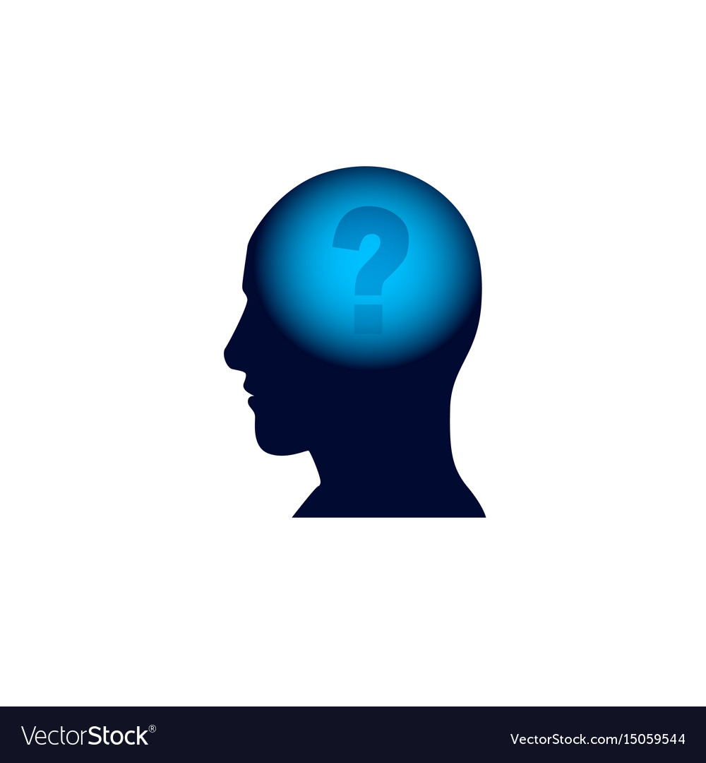 Head with question mark in brain brainstorm