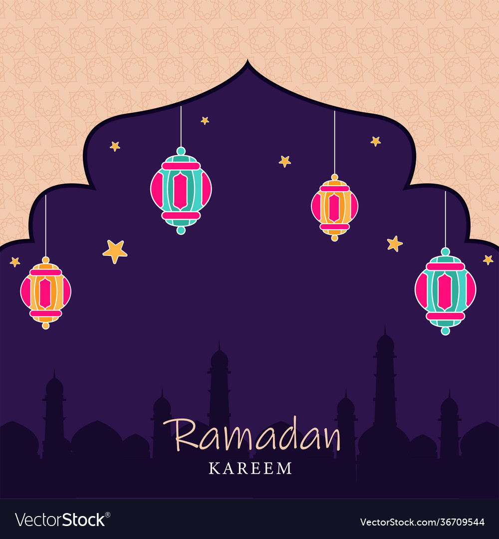 Islamic holy month ramadan kareem with hanging Vector Image