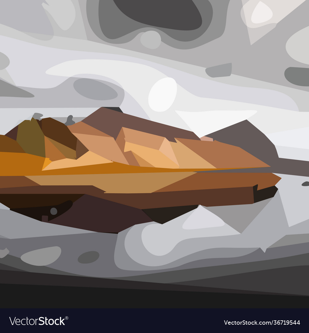 Mountains in clouds geometric design vector image Mountains in clouds geometric design
