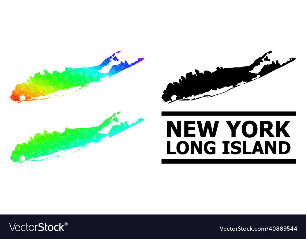 Rainbow Long Island Map - Low Poly
