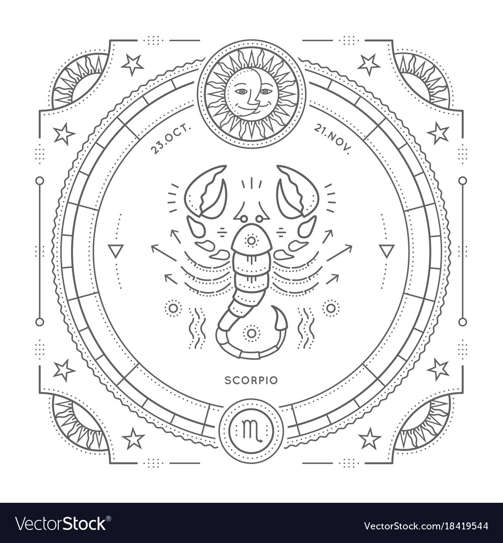 Retro Scorpio Zodiac Line Art