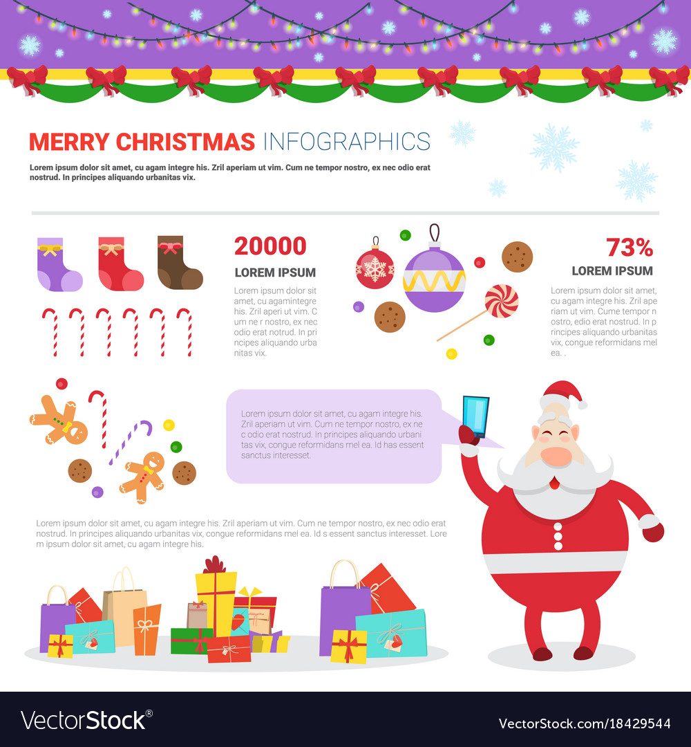 Santa holding cell smart phone on merry christmas