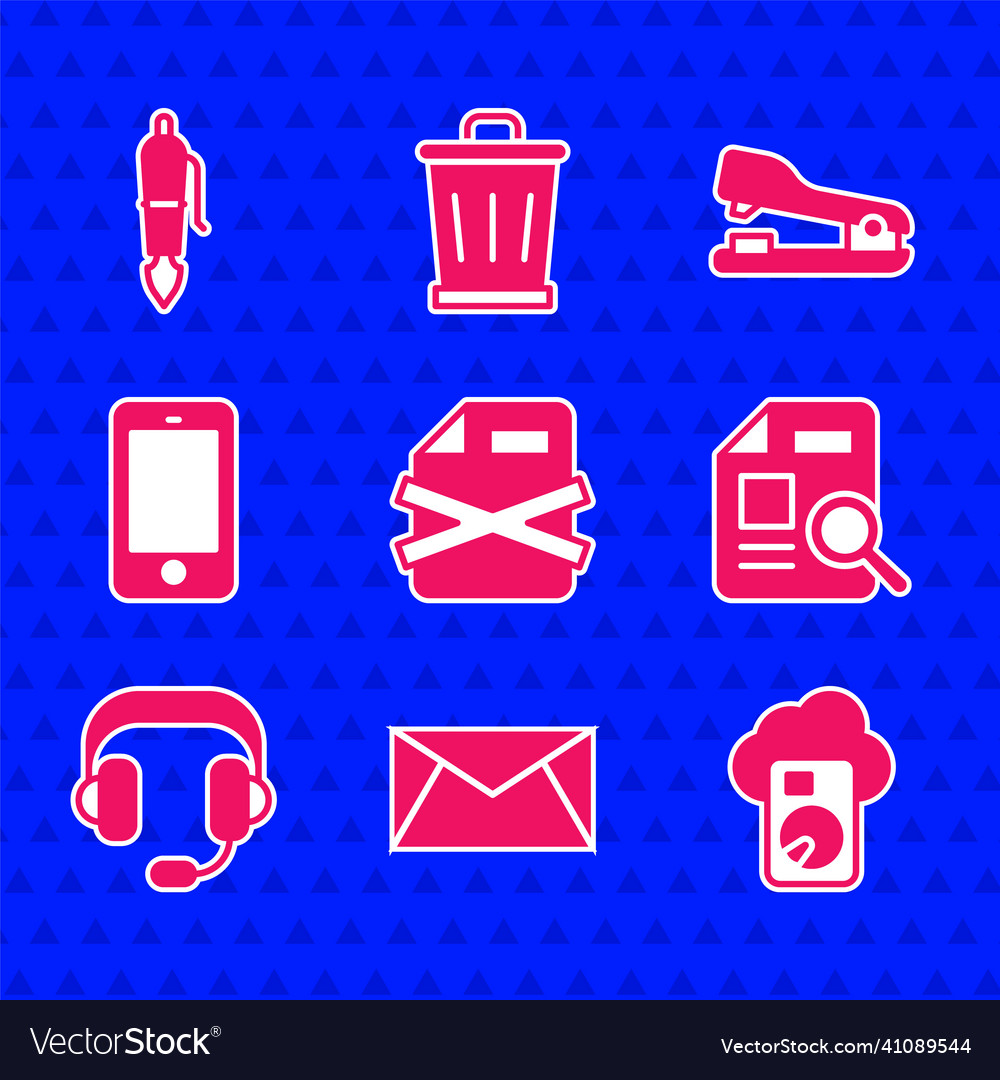 Set delete file document mail and e-mail cloud vector image Set delete file document mail and e-mail cloud