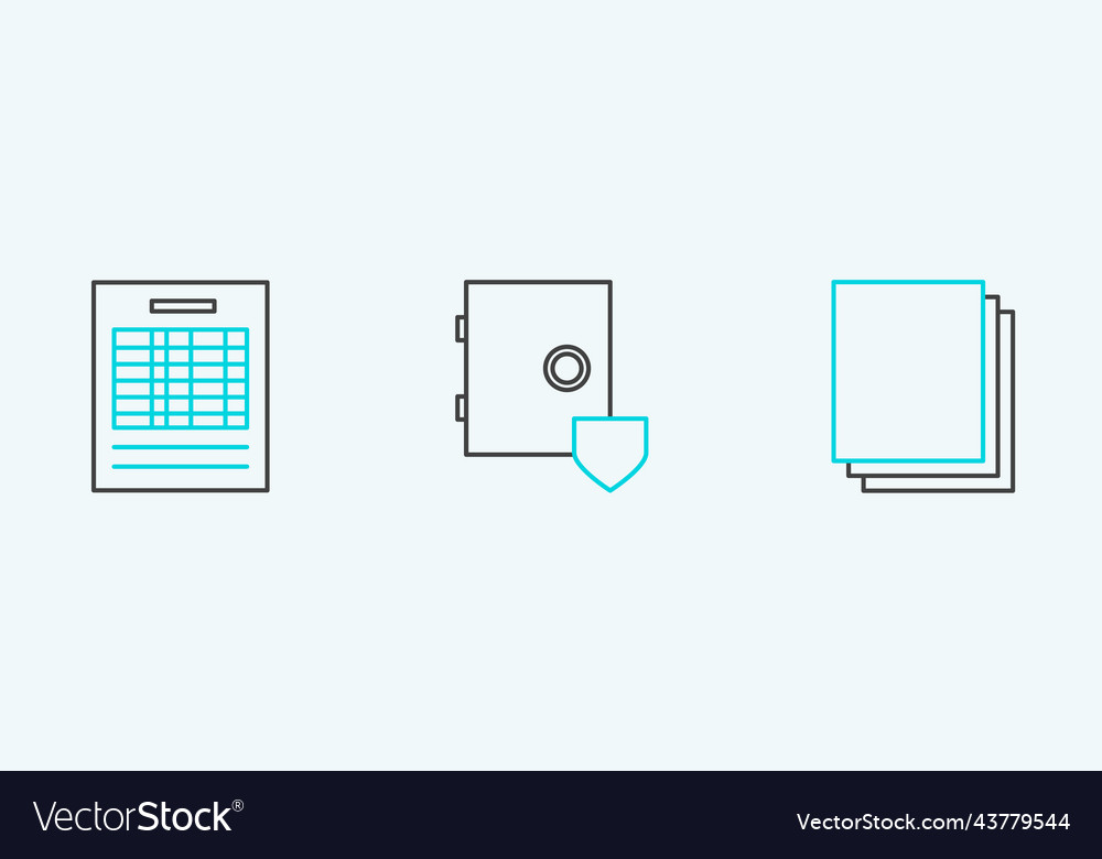 Set line clean paper report file document vector image Set line clean paper report file document