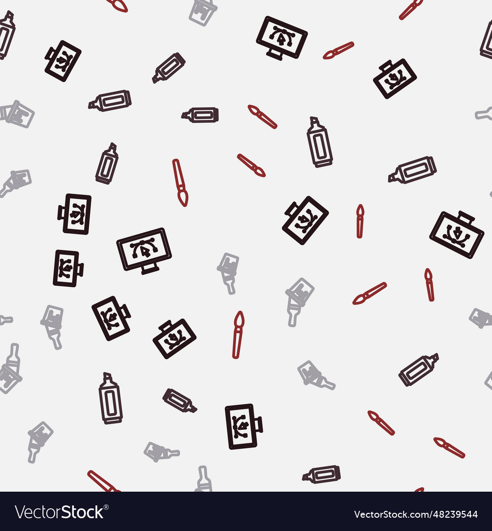 Set line computer with design program marker pen vector image Set line computer with design program marker pen