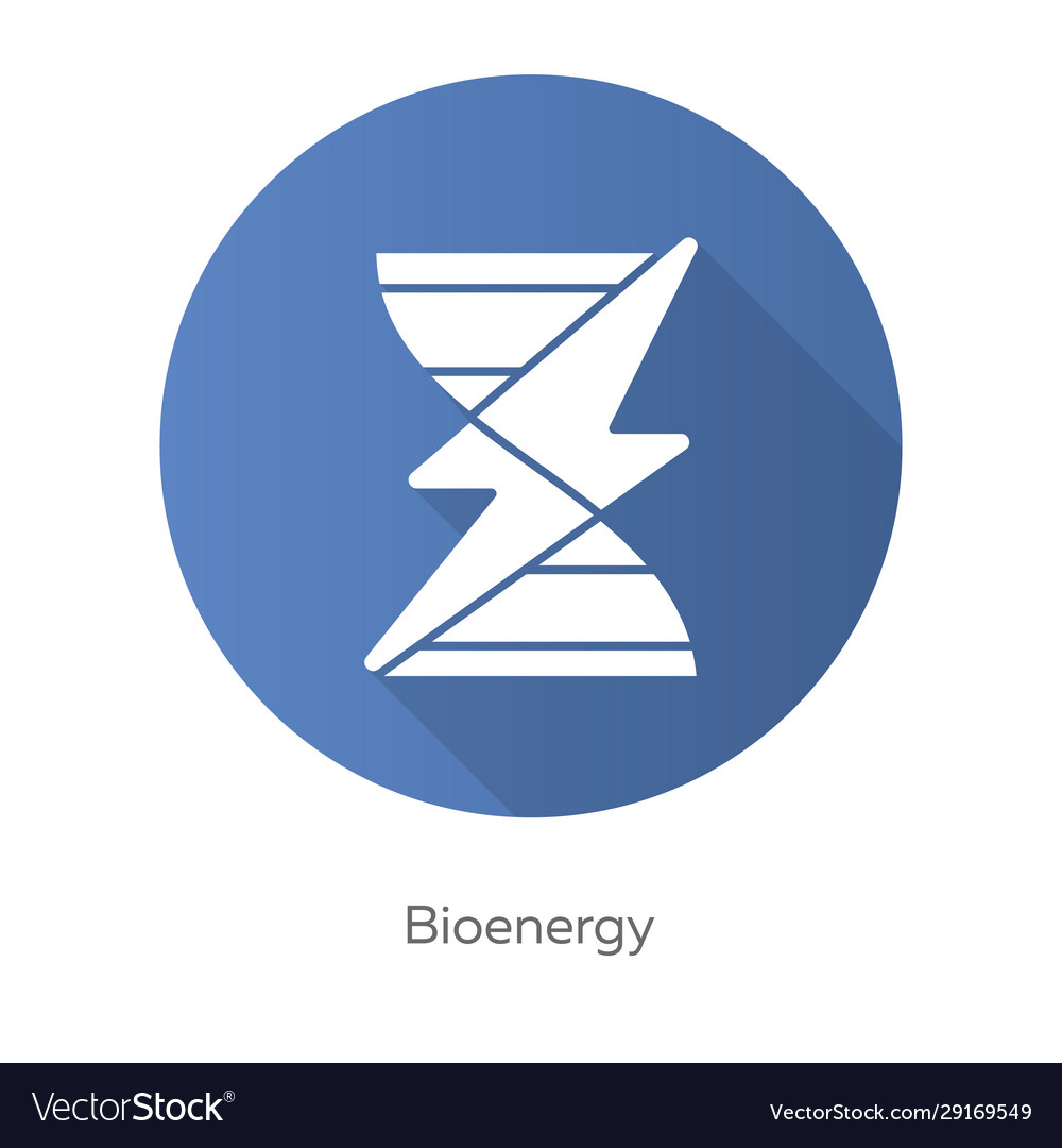 Bioenergy blue flat design long shadow glyph icon