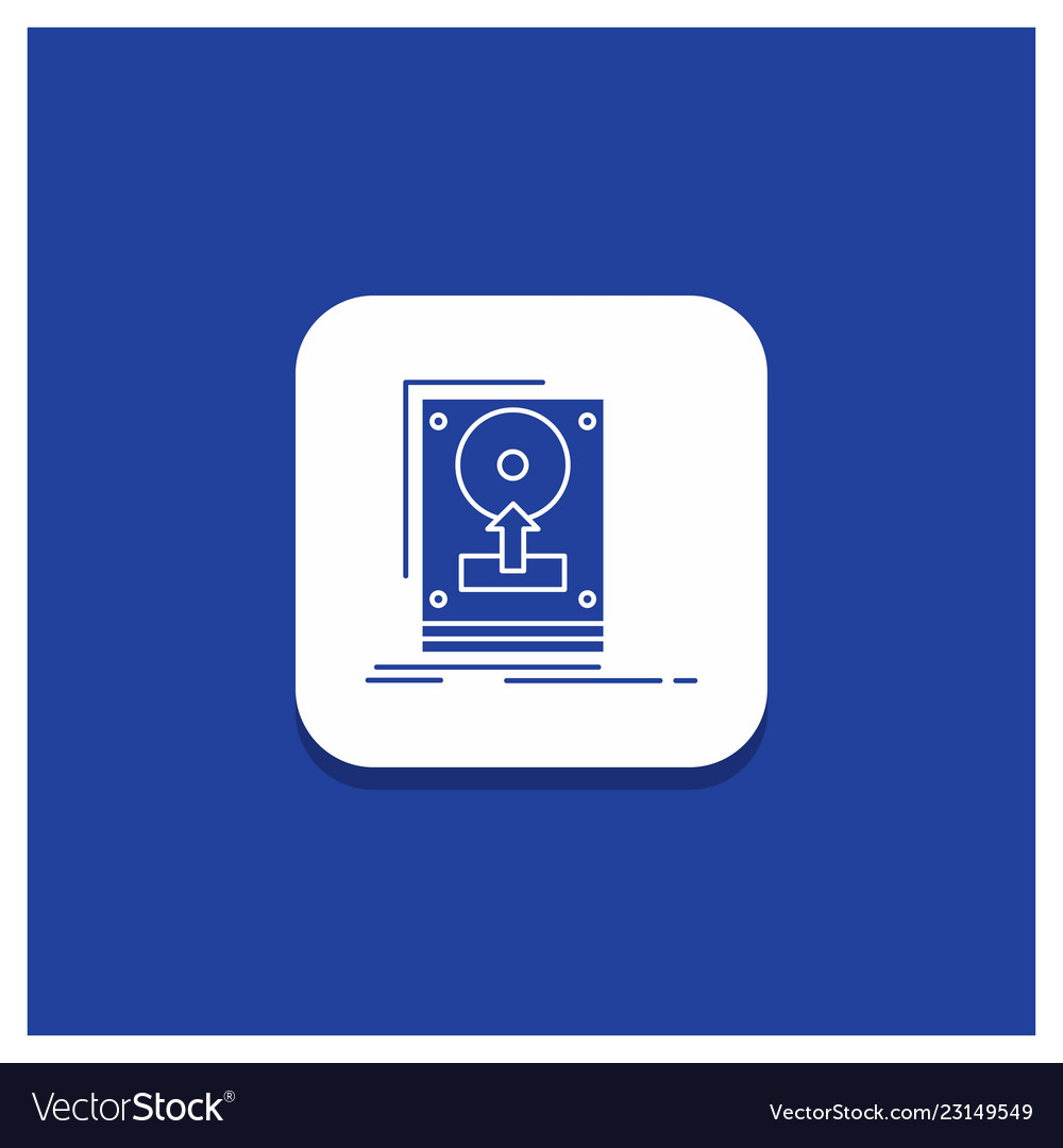 Blue round button for install drive hdd save vector image Blue round button for install drive hdd save