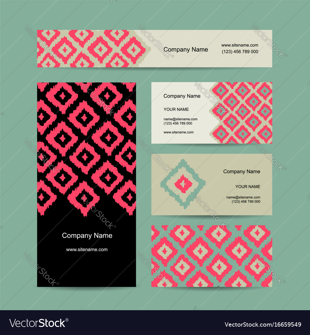 Business cards design geometric fabric pattern Vector Image
