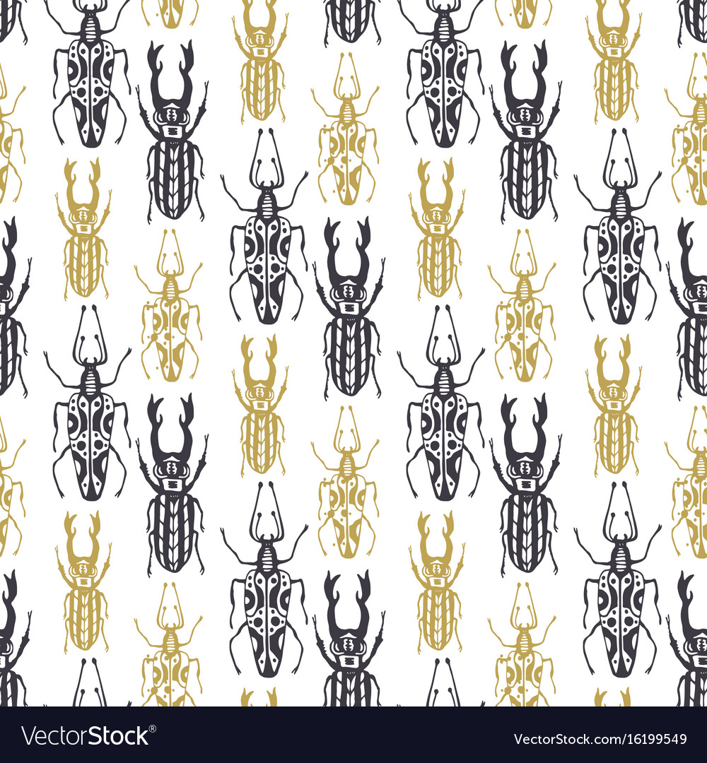 Cute hand drawn seamless pattern with insect