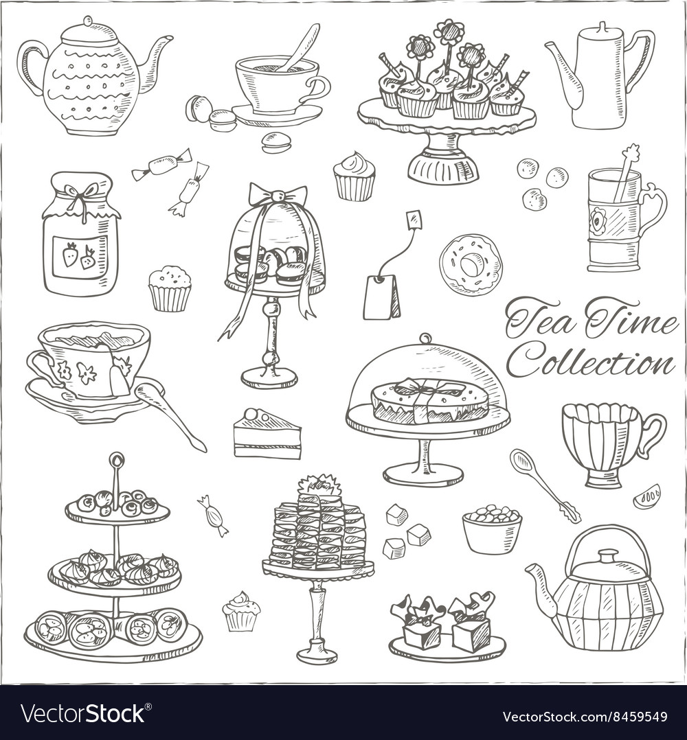 Cute Tea Party Sketch