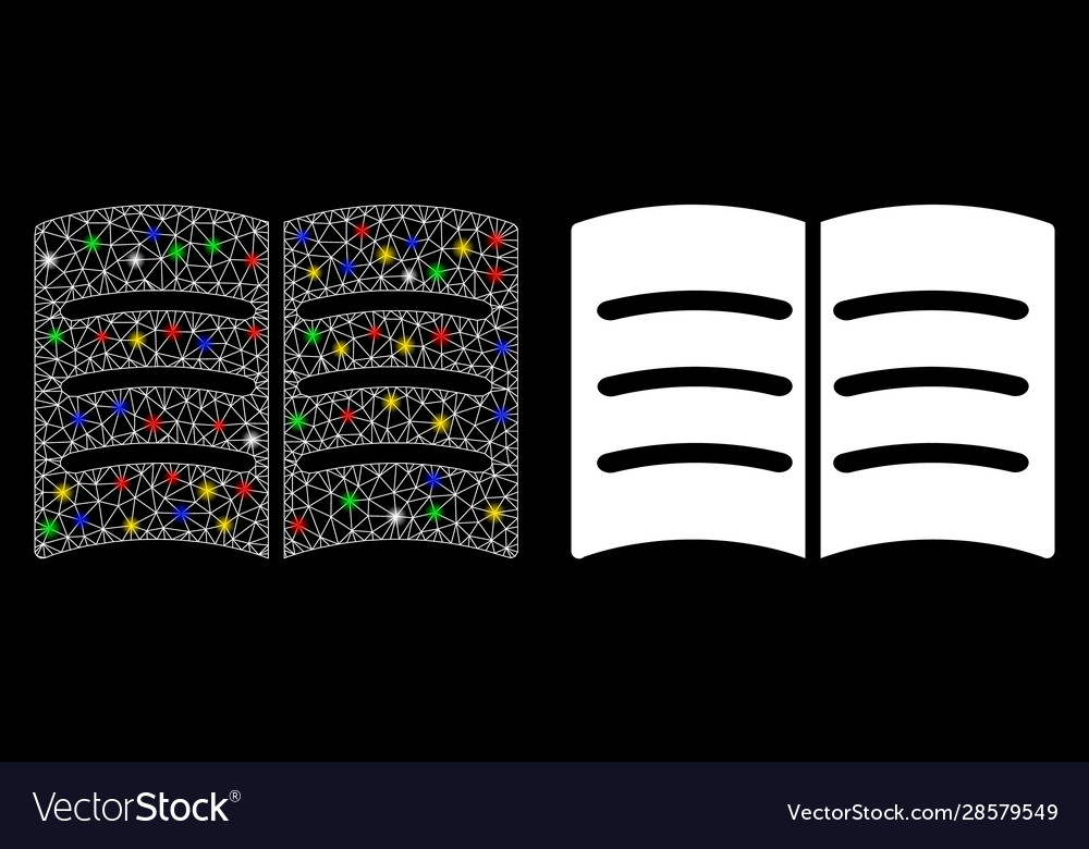 Flare mesh wire frame open book icon with vector image Flare mesh wire frame open book icon with