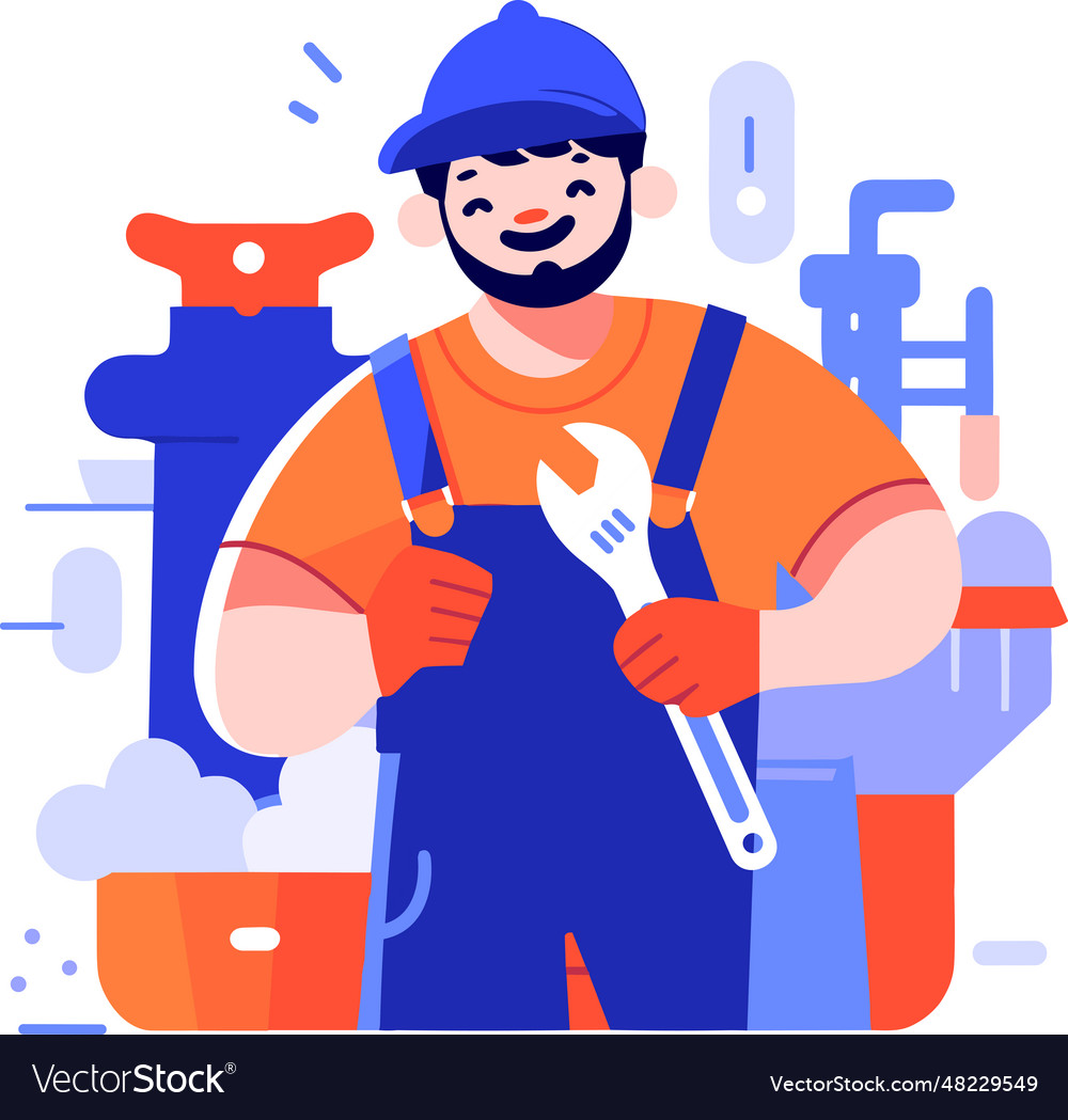 Hand drawn plumber or engineer work with Vector Image