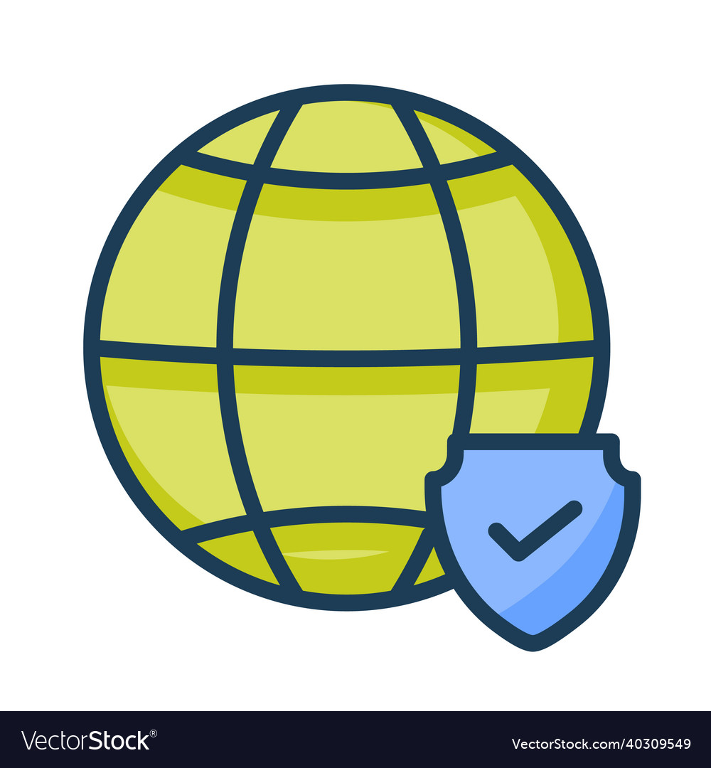 Internet security globe with shield single