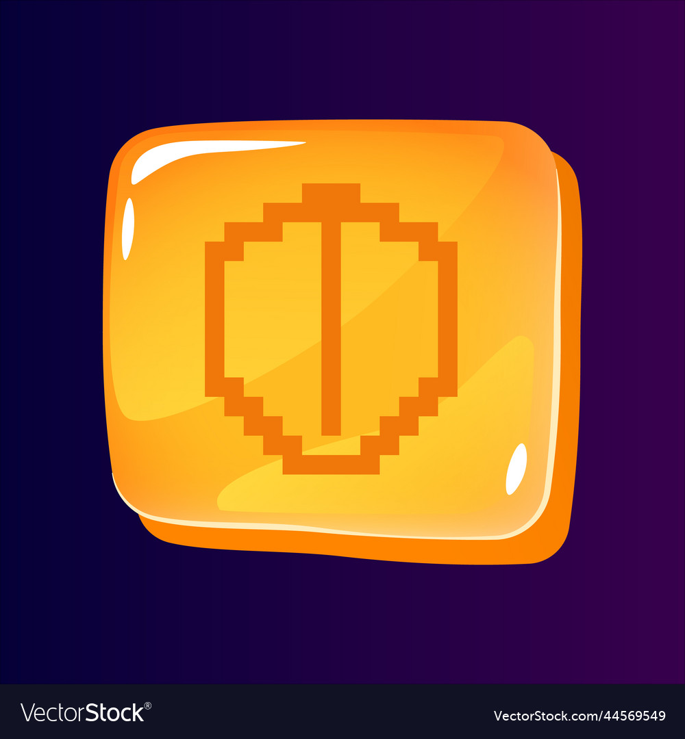 Shield glossy ui button with pixelated icon vector image Shield glossy ui button with pixelated icon