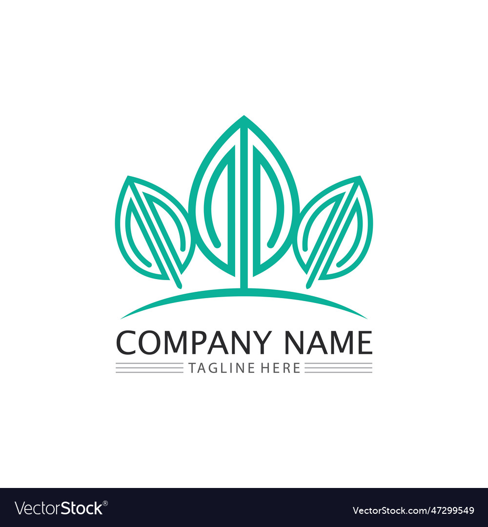 Tree leaf and green logo design friendly concept