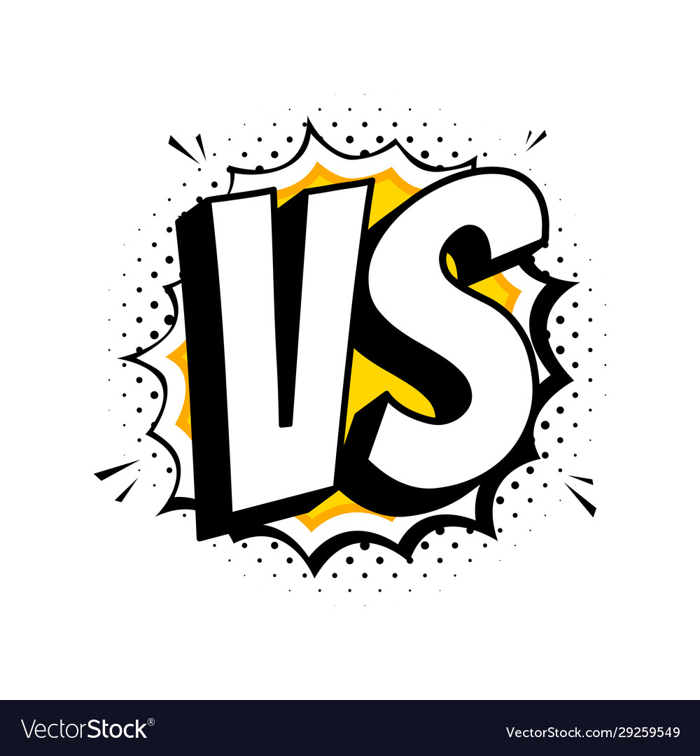 Vs lettering or against logo isolated on a white