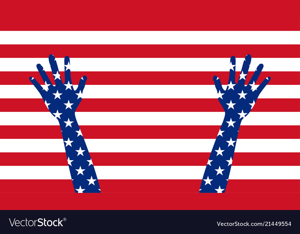 Banner poster of the american flag with hands vector image Banner poster of the american flag with hands