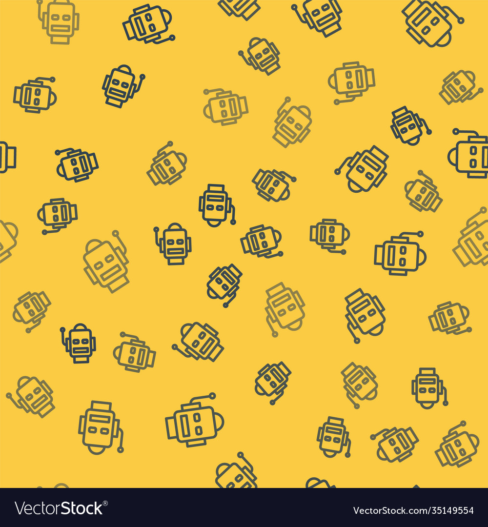 Blue line robot icon isolated seamless pattern vector image Blue line robot icon isolated seamless pattern