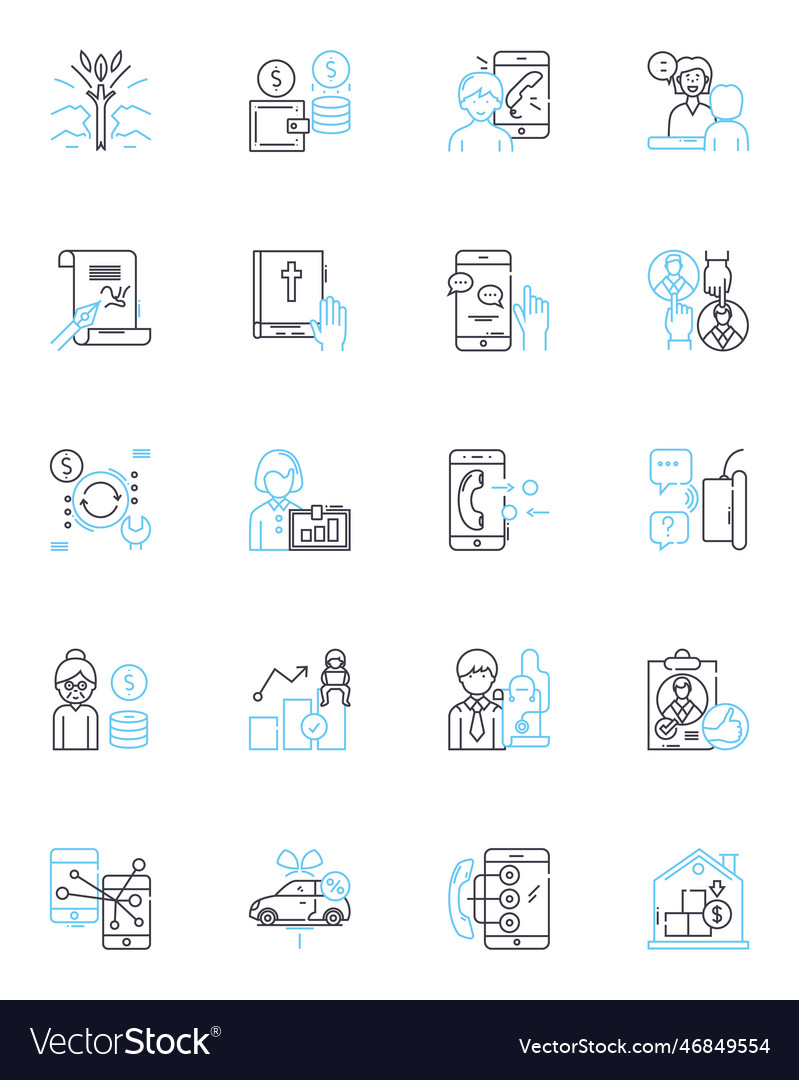 Consumer interaction linear icons set feedback