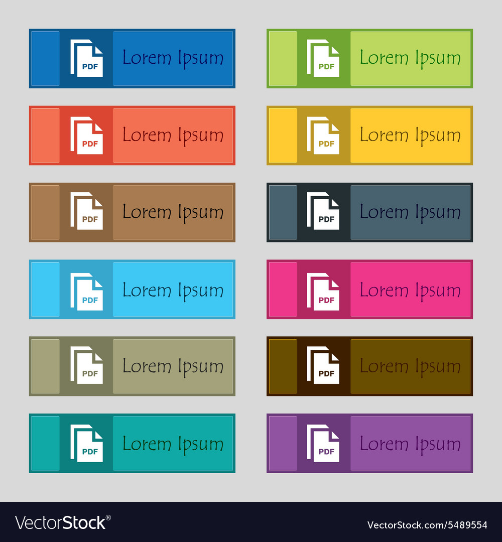 File pdf icon sign set of twelve rectangular
