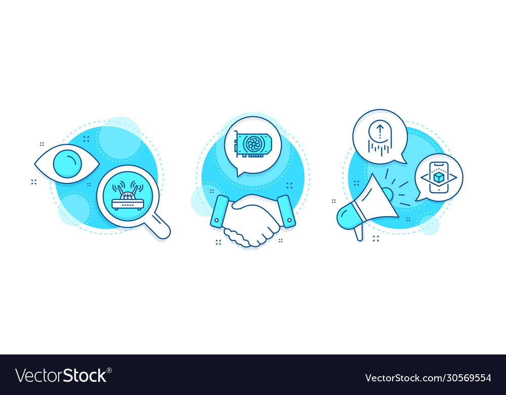 Gpu swipe up and wifi icons set augmented