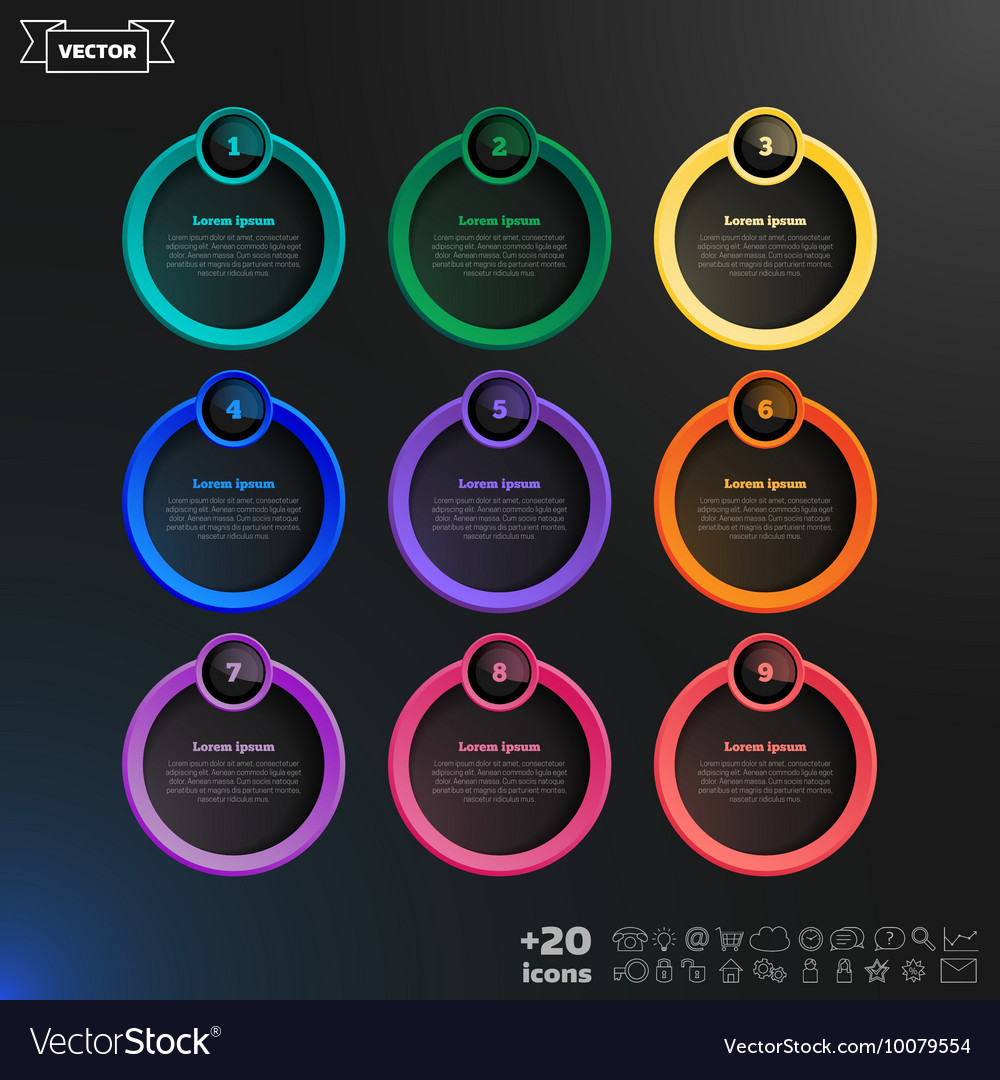 Infographic design list with colorful circles