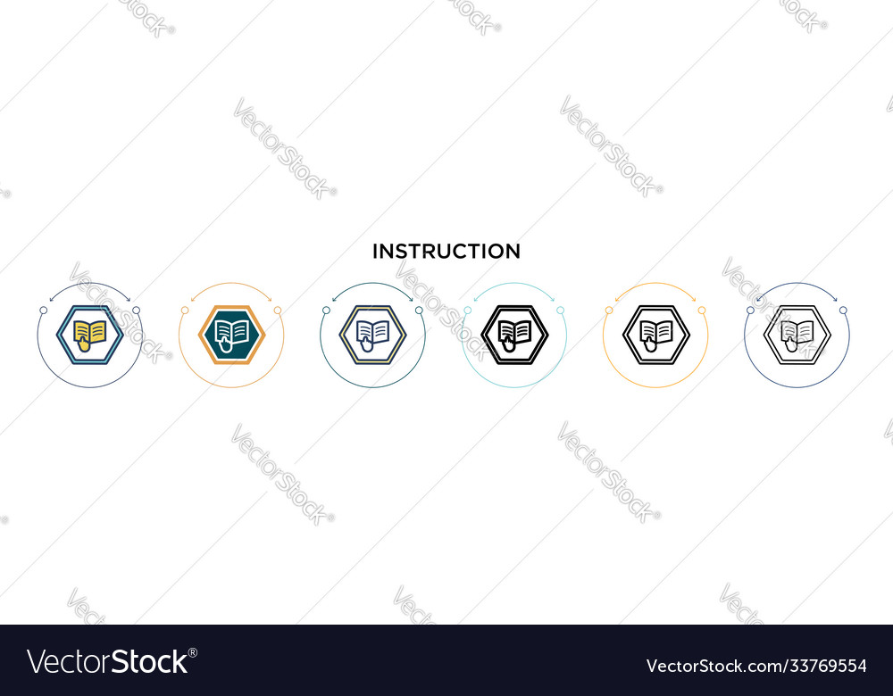 Instruction icon in filled thin line outline