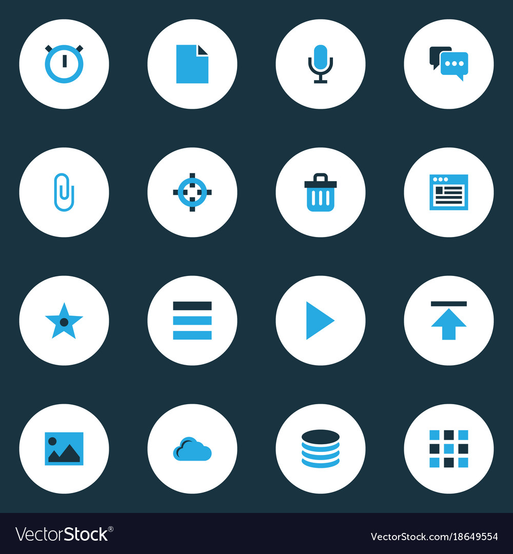 Interface colorful icons set with folder clip